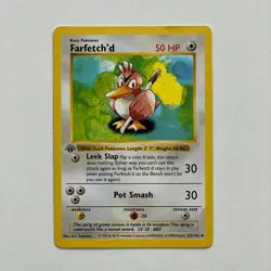 Farfetch'd 27/102 1st Edition Shadowless Base Set Pokemon Card LP - Image 1