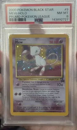 PSA 8 2000 Pokemon Black Star Mew Holo Promo #9 Pokemon League Slab - Image 1