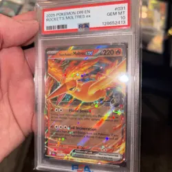2025 POKEMON DRI EN-DESTINED RIVALS #031 TEAM ROCKET'S MOLTRES EX PSA 10 - Image 1