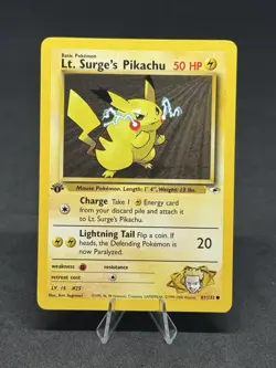 Pokemon Lt. Surge's Pikachu 81/132 Gym Heroes 1st Edition Regular [8] - Image 1