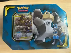 NEW Pokemon LUCARIO & MELMETAL GX Tag Team Tin - Brand New Factory Sealed - Image 1