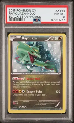 2015 POKEMON XY BLACK STAR PROMO RAYQUAZA XY64 HOLO PSA 8 NM - Image 1