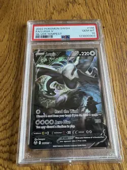 2022 POKEMON SILVER TEMPEST LUGIA V FULL ART #186 PSA 10 - Image 1