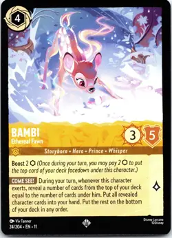 Disney Lorcana Bambi - Ethereal Fawn Winterspell Super Rare #24/204 NM - Image 1