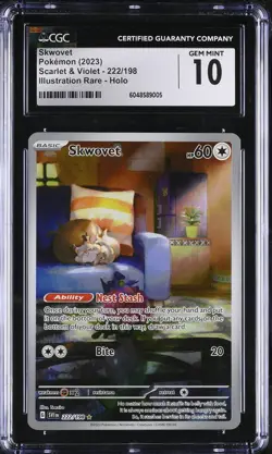 Skwovet #222/198 English Illustration Rare CGC 10 2023 Pokemon Scarlet & Violet - Image 1