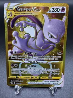 2022 Pokemon Mewtwo VSTAR 086/078 Pokemon GO Gold Secret Rare Full Art Holo - Image 1
