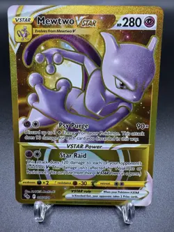 2022 Pokemon Mewtwo VSTAR 086/078 Pokemon GO Gold Secret Rare Full Art Holo - Image 3