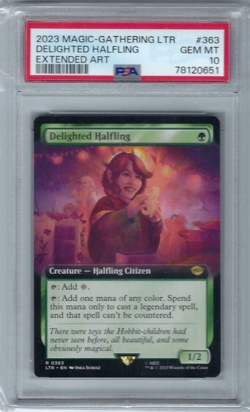 2023 MTG Lord of the Rings Delighted Halflings Extended Art #363 PSA 10 - Image 1