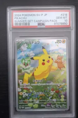 2024 POKEMON JPN SV-P PROMO #218 PIKACHU PSA 10 - Image 1