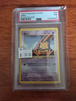 1999 Pokemon Game Abra Shadowless #43 PSA 7 NM G001253 - Image 1
