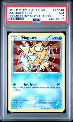 2016 POKEMON XY BLACK STAR PROMO SHINY MEGA GYARADOS #XY143 MAGIKARP-HOLO PSA 7 - Image 1