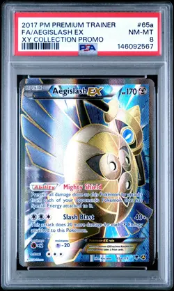 2017 POKEMON PREM TRAINER XY COLL PROMO #65A FULL ART/AEGISLASH EX PSA 8 - Image 1