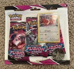 Pokemon TCG SWSH Fusion Strike 3 Pack Blister Booster Eevee Promo New Sealed 820650809200 - Image 1