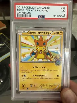2014 POKEMON JPN XY PROMO #98 MEGA TOKYO'S PIKACHU PSA 7 - Image 1