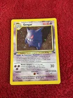 1st Edition Spanish Holo Fossil Gengar Wotc Pokemon Card Played Swirl - Image 1