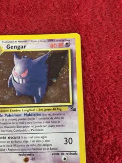 1st Edition Spanish Holo Fossil Gengar Wotc Pokemon Card Played Swirl - Image 2