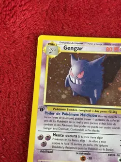 1st Edition Spanish Holo Fossil Gengar Wotc Pokemon Card Played Swirl - Image 3