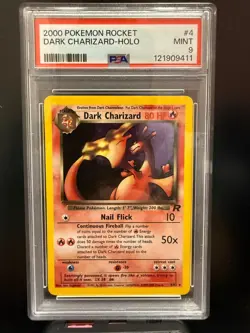 2000 Pokemon card game Dark Charizard 4/82 Team Rocket Holo PSA 9 MINT - Image 1