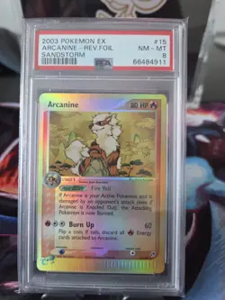 Arcanine 2003 Pokemon Sandstorm Reverse Holo Rare Foil Card 15/100 PSA 8 - Image 1
