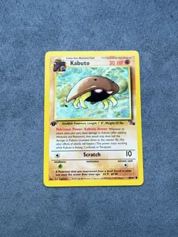 Pokemon TCG Kabuto Fossil 1st Edition Common Card 50/62 LP / Mint Condition - Image 1