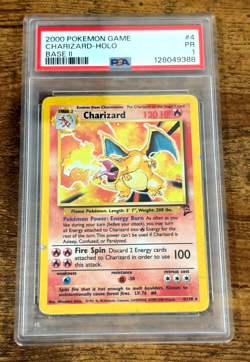 2000 Pokemon Game Charizard Holo Base 2 #4 PSA 1 - Image 1