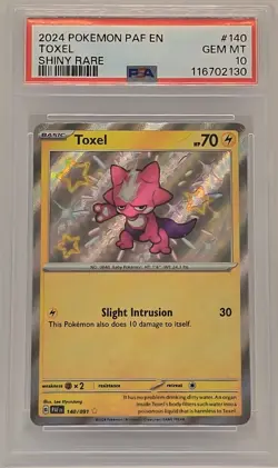 Toxel PSA 10 Shiny Rare 140/091 Paldean Fates 2024 Pokemon - Image 1