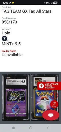CGC 9.5 GIRATINA Prism Star Holo 058/173 Tag Team GX: Tag All Star sm12a Pokemon - Image 5