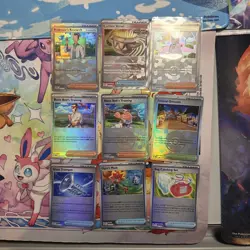 Pokemon Prismatic Evolutions Pokeball Trainer 9 Card Lot - Image 1