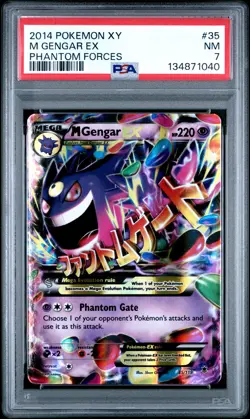 2014 POKEMON XY PHANTOM FORCES #35 M GENGAR EX PSA 7 - Image 1