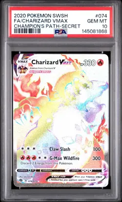 PSA 10 Charizard Vmax 074/073 Champion's Path Secret Rare Full Art Pokemon 074/0 - Image 1