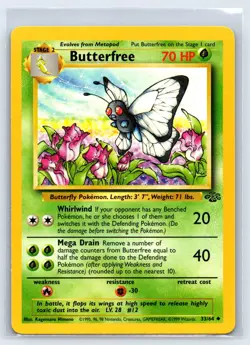 Butterfree 33/64 - Uncommon - WoTC Vintage Jungle Set Pokemon Card NM/LP - Image 1