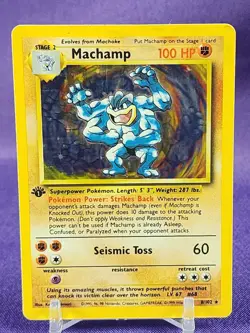 1st Edition Machamp Holo Foil Pokemon Card Base Set 8/102 - Image 1