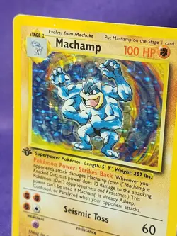 1st Edition Machamp Holo Foil Pokemon Card Base Set 8/102 - Image 2