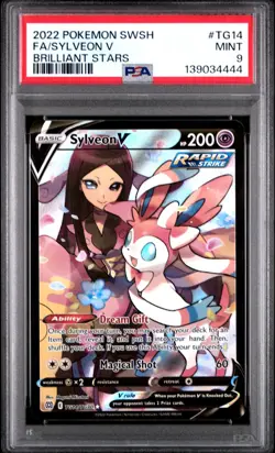 2022 POKEMON BRILLIANT STARS TG14/TG30 SYLVEON V FULL ART PSA 9 MINT - Image 1