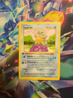 Pokemon TCG Squirtle Card 63/102 Base Set 1st Edition Shadowless 1999 - Image 1
