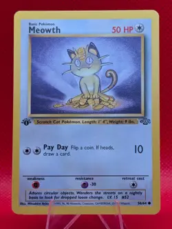 MEOWTH 56/64 NON HOLO 1ST EDITION C JUNGLE POKEMON NM/M MEOWTH - Image 1