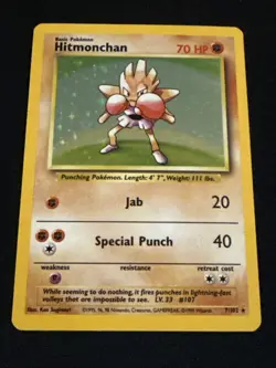 Pokemon Hitmonchan Base Set 7/102 Holo Rare Basic 70 HP Jab Special Punch 1999 - Image 1