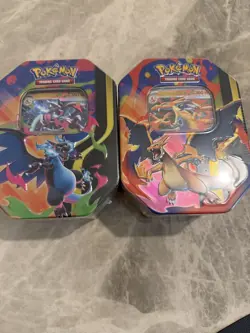 Pokemon TCG Mega Charizard X & Y Tin Bundle New Sealed Evolution Phantasmal - Image 1