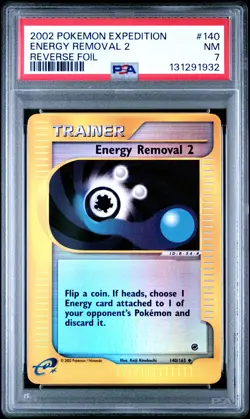 2002 POKEMON EXPEDITION #140 ENERGY REMOVAL 2-REVERSE FOIL PSA 7 - Image 1