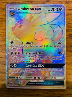 LP! Umbreon GX (154/149) Sun & Moon Base Secret Rare Rainbow Pokemon Card! - Image 1