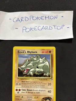 Pokemon Card Brock's Rhyhorn 22/132-Gym Heroes-eng-No Holo-Mint! - Image 2