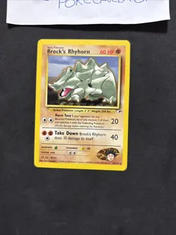 Pokemon Card Brock's Rhyhorn 22/132-Gym Heroes-eng-No Holo-Mint! - Image 3