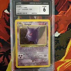 Pokemon Gengar 1999 Fossil Holo Card 5/62 CGC 6 - Image 1