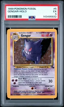 1999 POKEMON FOSSIL #5 GENGAR-HOLO PSA 5 - Image 1