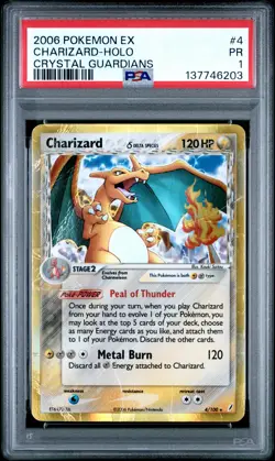 2006 POKEMON EX CRYSTAL GUARDIANS #4 CHARIZARD-HOLO PSA 1 - Image 1