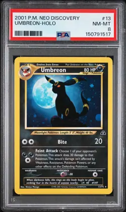 2001 POKEMON NEO DISCOVERY #13 UMBREON-HOLO PSA 8 - Image 1
