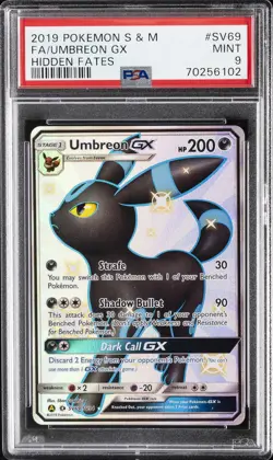 2019 POKEMON SUN & MOON HIDDEN FATES #SV69 FULL ART/UMBREON GX PSA 9 - Image 1