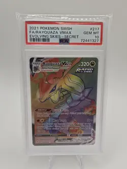 2021 POKEMON SWSH FA/RAYQUAZA VMAX EVOLVING SKIES-SECRET #217 PSA GEM MT 10 - Image 1