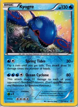 Pokemon TCG Kyogre 53/160 Primal Clash Rev Holo NM - Image 1