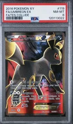 Pokemon TCG 2016 PSA 8 Umbreon EX #119 Full Art FA XY Fates Collide - Image 1